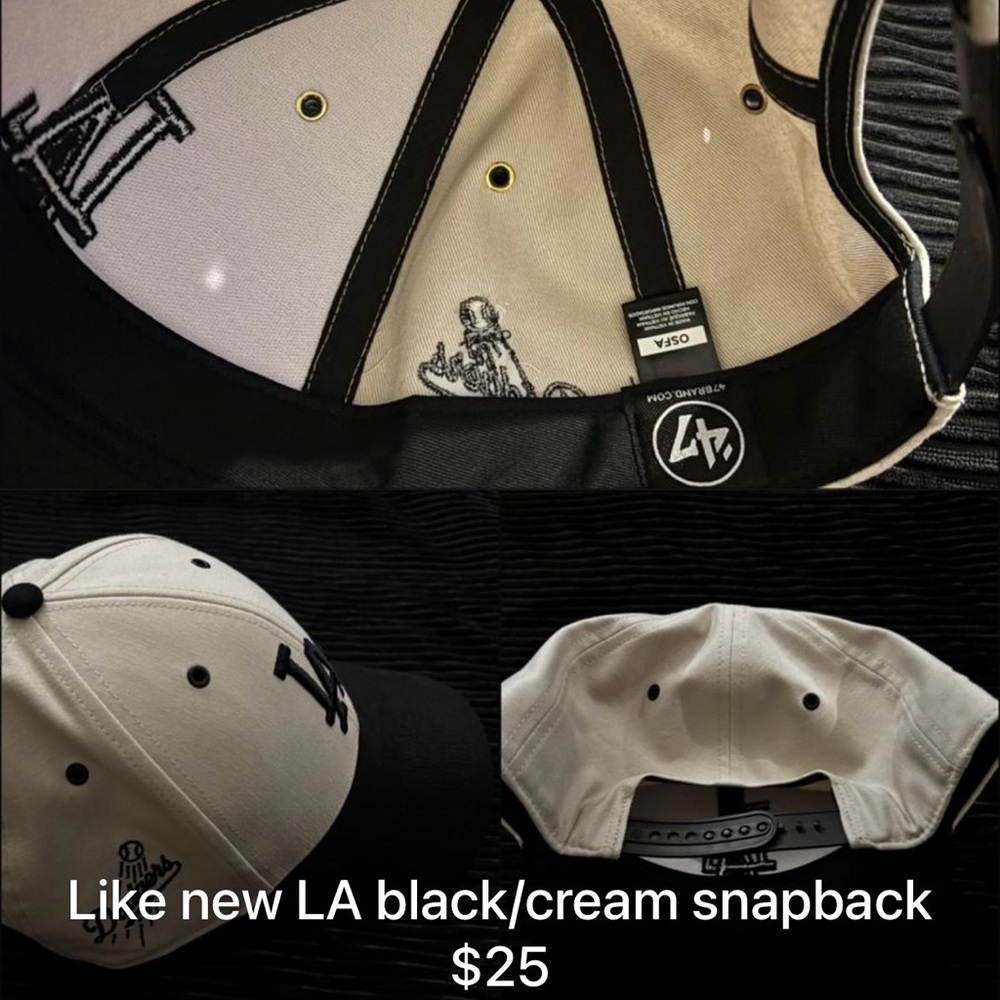 47 LA Dodgers Black and Cream snapback cap